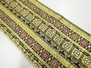 リサイクル　縞に花模様織出し袋帯